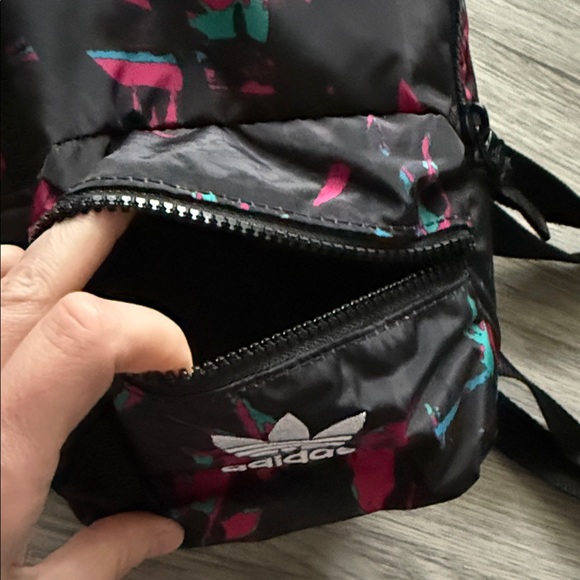 Adidas Black Mini Backpack Bag with Pink and Teal Pattern - Picture 3 of 8